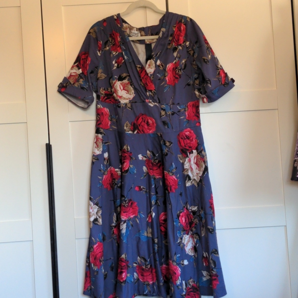 GUC 3X Unique Vintage Purple Floral Delores Dress